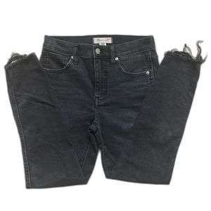 Madewell Womens 10" High Rise Raw Hem Distressed Skinny Crop Jeans Black Sea 24P